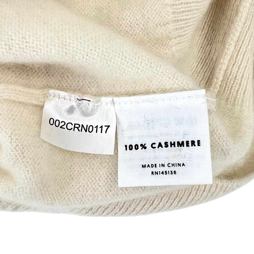 Lingua Franca Cream White Champagne Mami Cashmere Crewneck Sweater sz M - Picture 6 of 7